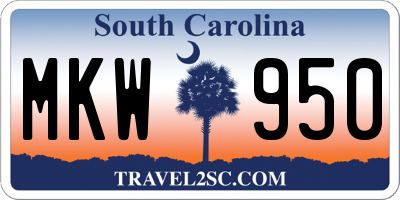 SC license plate MKW950