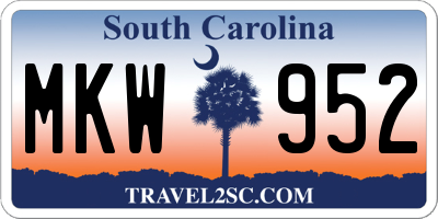 SC license plate MKW952