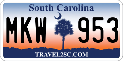 SC license plate MKW953