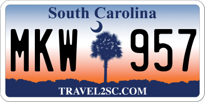 SC license plate MKW957