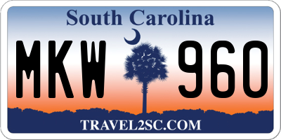 SC license plate MKW960