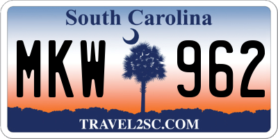 SC license plate MKW962