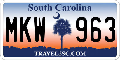 SC license plate MKW963