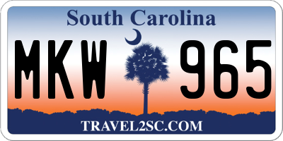 SC license plate MKW965