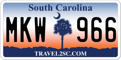 SC license plate MKW966