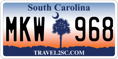 SC license plate MKW968