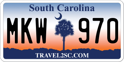 SC license plate MKW970