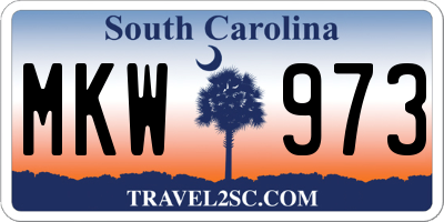 SC license plate MKW973