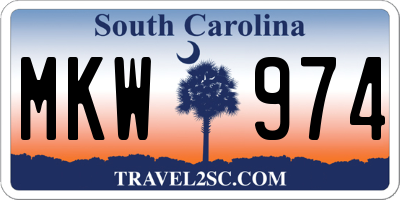 SC license plate MKW974