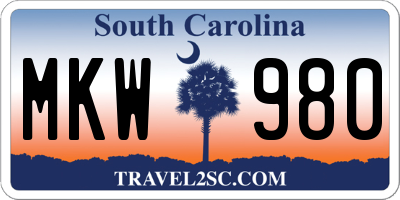 SC license plate MKW980