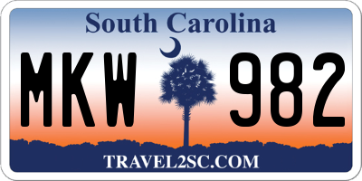 SC license plate MKW982