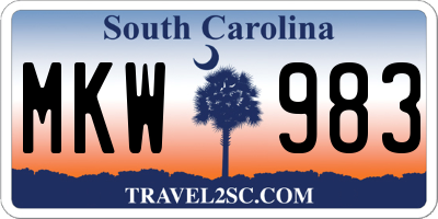 SC license plate MKW983