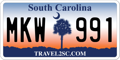 SC license plate MKW991