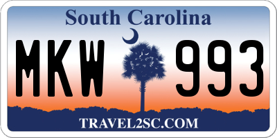 SC license plate MKW993