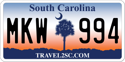 SC license plate MKW994