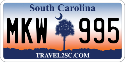 SC license plate MKW995