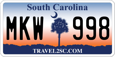 SC license plate MKW998