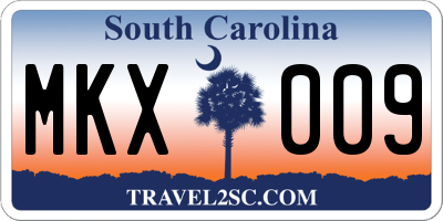 SC license plate MKX009