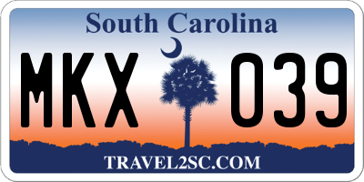 SC license plate MKX039