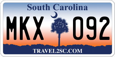 SC license plate MKX092
