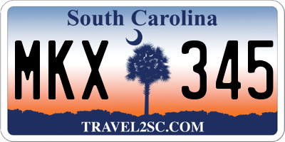 SC license plate MKX345