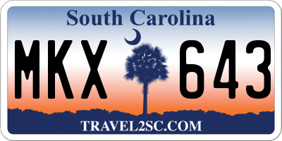 SC license plate MKX643
