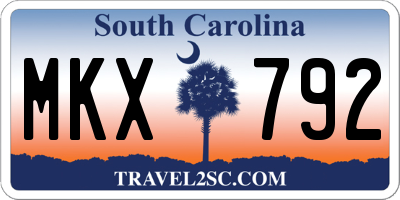SC license plate MKX792