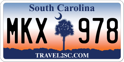 SC license plate MKX978