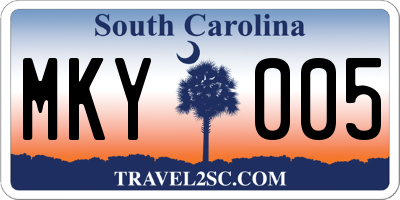 SC license plate MKY005