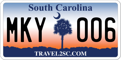 SC license plate MKY006