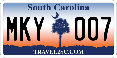 SC license plate MKY007