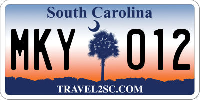 SC license plate MKY012