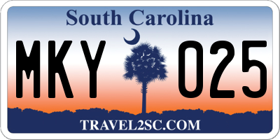 SC license plate MKY025