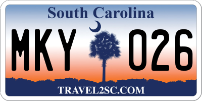 SC license plate MKY026