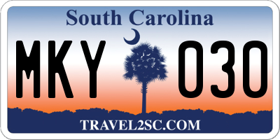 SC license plate MKY030
