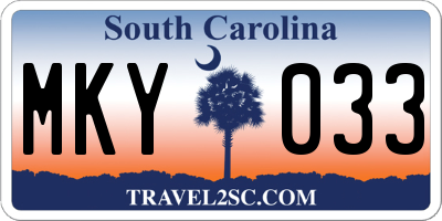 SC license plate MKY033