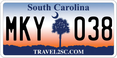 SC license plate MKY038