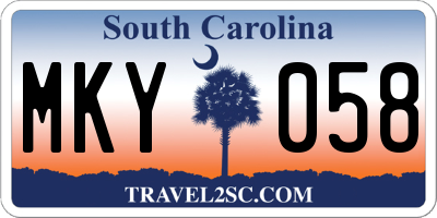 SC license plate MKY058