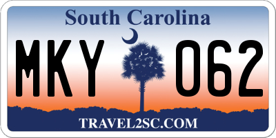 SC license plate MKY062