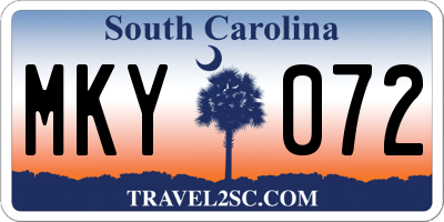 SC license plate MKY072