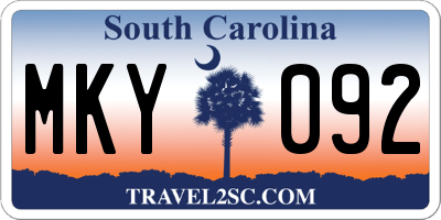 SC license plate MKY092