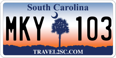 SC license plate MKY103