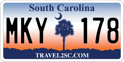 SC license plate MKY178
