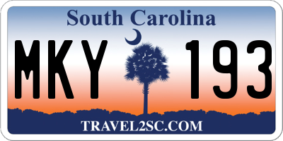 SC license plate MKY193