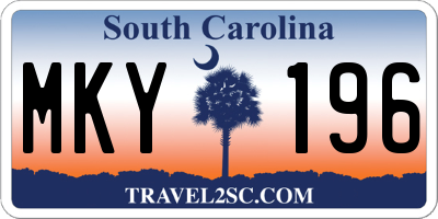 SC license plate MKY196