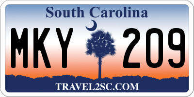 SC license plate MKY209