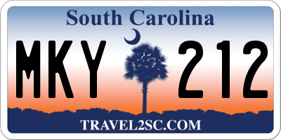 SC license plate MKY212