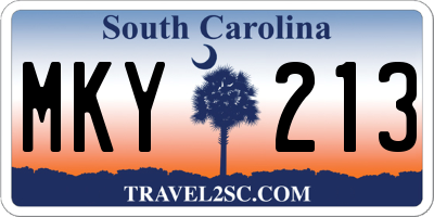 SC license plate MKY213