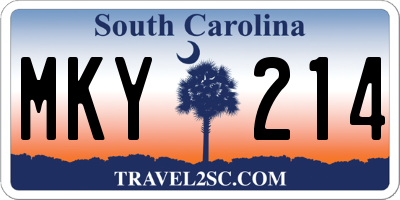 SC license plate MKY214