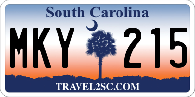 SC license plate MKY215